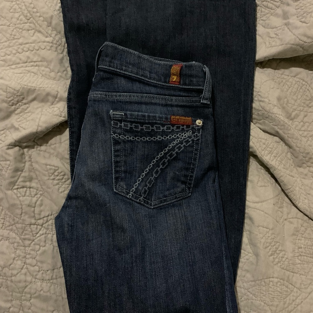 7 For All Man Kind Dojo Flare Jeans Chain Pocket